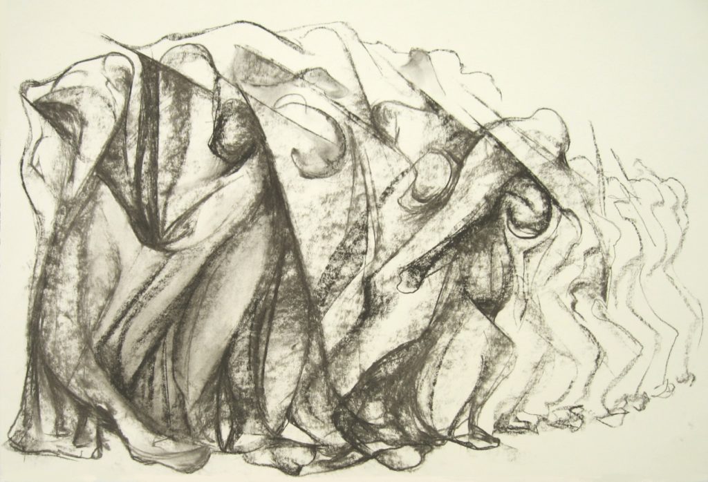 Fabric Drawing in Charcoal